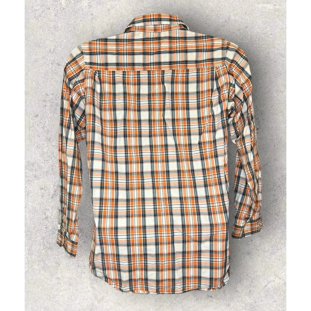 The Children’s Place Orange Plaid Button Up Long Sleeve Shirt Youth Size 14